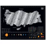 Eğitici Öğretici Metalik Scratch Map Türkiye Haritası Güneş Sistemli İl Plakalı Alan Kodlu XL